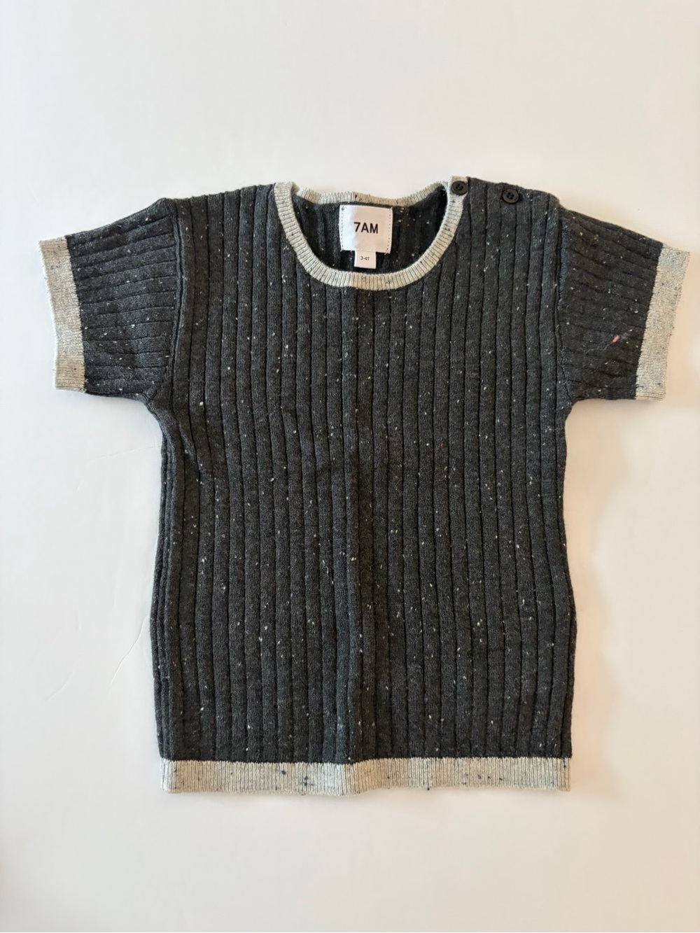 7AM Enfant Hug Me Short Sleeve Speckled Knit Top Toddler 3-4T Super Soft